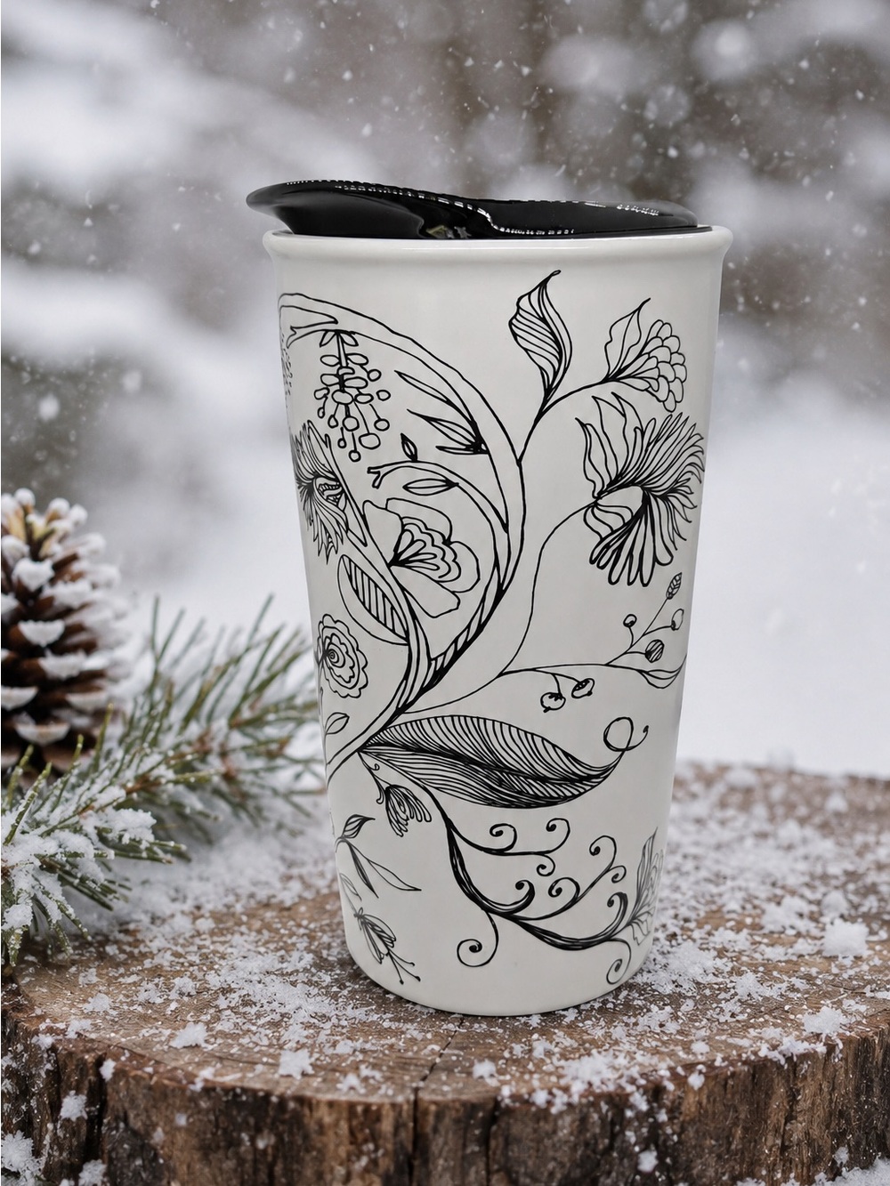 Starbucks 2014 “Floral Heart & Butterfly” Ceramic Travel Mug